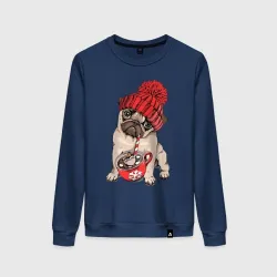 Милый мопс с горячим какао 