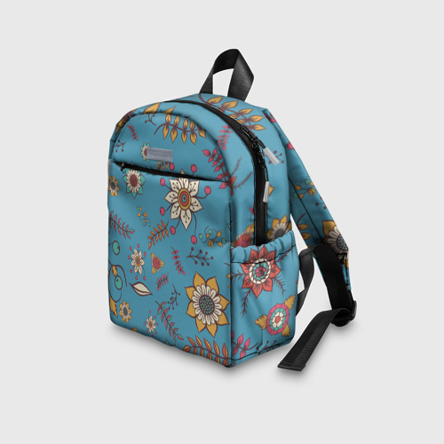 Детский рюкзак 3D с принтом Цветочный рай узор, вид сбоку #3
