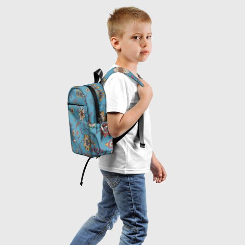 Детский рюкзак 3D с принтом Цветочный рай узор, вид сзади #1