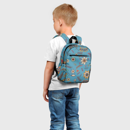 Детский рюкзак 3D с принтом Цветочный рай узор, фото на моделе #1