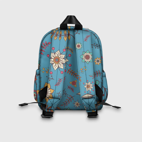 Детский рюкзак 3D с принтом Цветочный рай узор, вид сзади #2