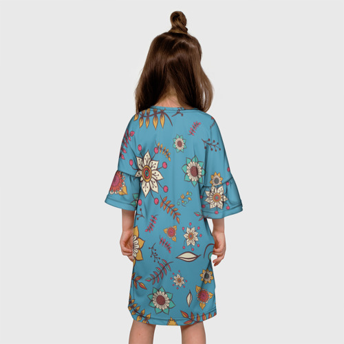 Детское платье 3D с принтом Цветочный рай узор, вид сзади #2