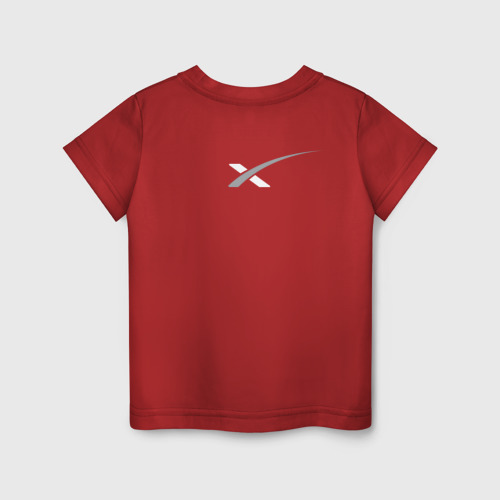 Детская футболка хлопок Spacex - Илон Маск на спине, цвет красный - фото 2
