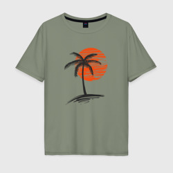 Мужская футболка хлопок Oversize Тропики