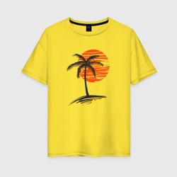 Женская футболка хлопок Oversize Тропики