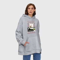 Худи SuperOversize хлопок Woman yelling at Cat meme - фото 2