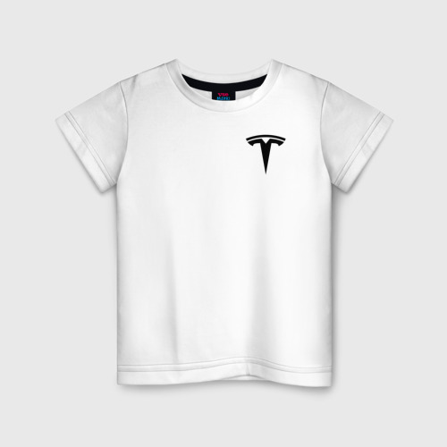 Детская футболка хлопок с принтом TESLA - ИЛОН МАСК (НА СПИНЕ), вид спереди #2