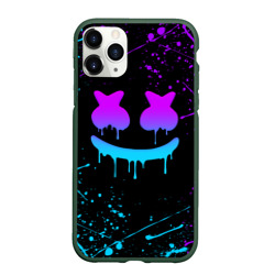 Чехол для iPhone 11 Pro матовый Marshmello neon Маршмелло неон