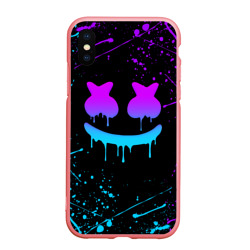 Чехол для iPhone XS Max матовый Marshmello neon Маршмелло неон