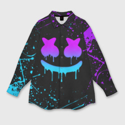 Женская рубашка oversize 3D Marshmello neon Маршмелло неон