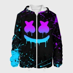Мужская куртка 3D Marshmello neon Маршмелло неон