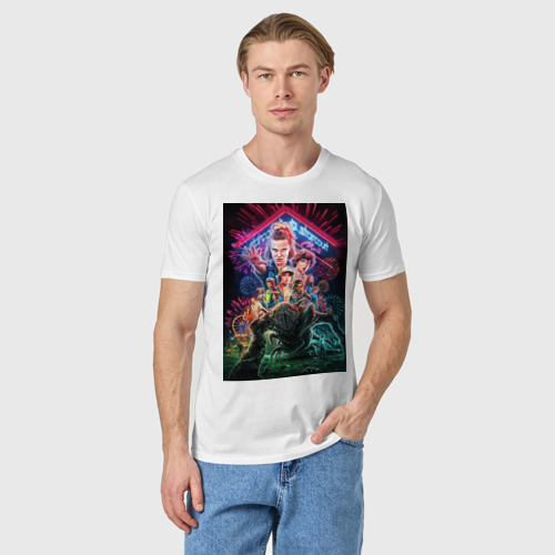 Мужская футболка хлопок с принтом Постер Stranger Things 2, фото на моделе #1