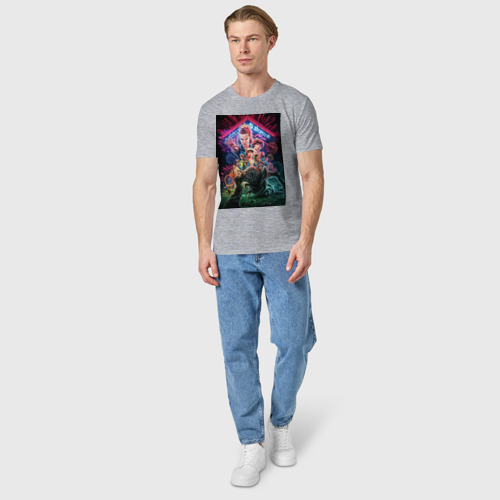 Мужская футболка хлопок Постер Stranger Things 2, цвет меланж - фото 5