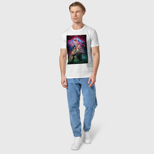 Мужская футболка хлопок с принтом Постер Stranger Things 2, вид сбоку #3