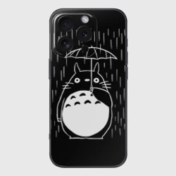 Чехол для iPhone 16 Pro силиконовый с защитой камеры Тоторо прячется от дождя