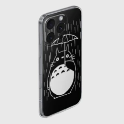 Чехол для iPhone 16 Pro силиконовый с защитой камеры Тоторо прячется от дождя - фото 2