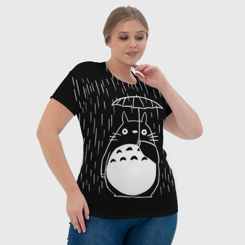 Женская футболка 3D с принтом Тоторо прячется от дождя, фото #4