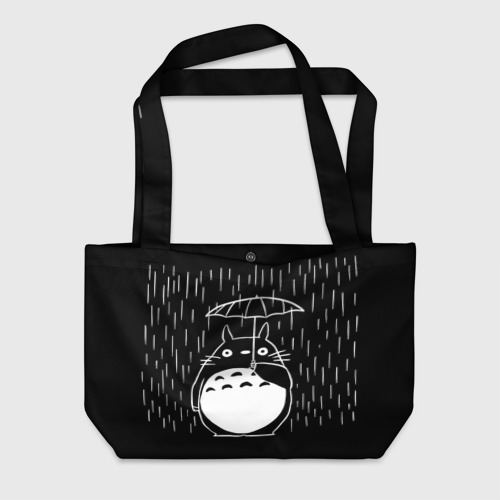 Пляжная сумка с принтом Тоторо прячется от дождя, вид спереди №1