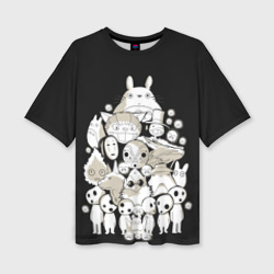 Женская футболка oversize 3D Totoro