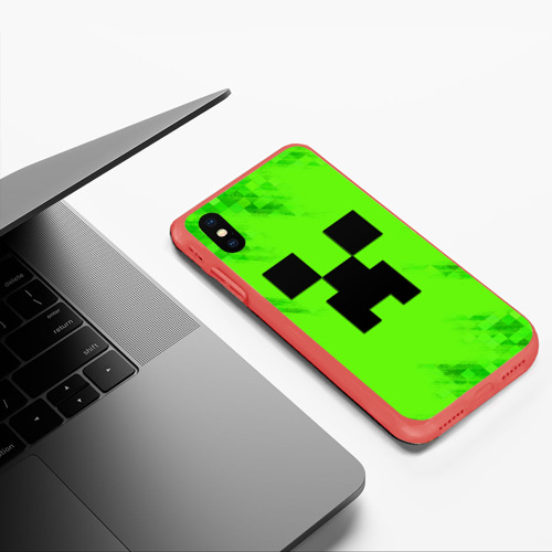 Чехол для iPhone XS Max матовый Minecraft, цвет красный - фото 5