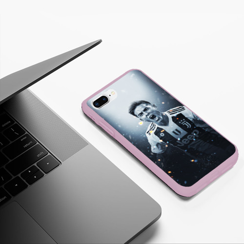 Чехол для iPhone 7Plus/8 Plus матовый Дибала Ювентус, цвет розовый - фото 5
