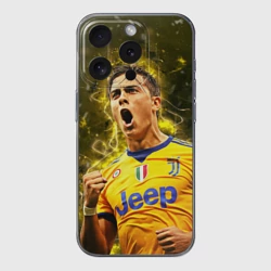 Чехол для iPhone 15 Pro силиконовый с защитой камеры Ювентус Дибала