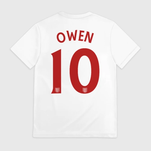 Мужская футболка 3D с принтом Майкл Оуэн Англия Ретро, вид сзади #1