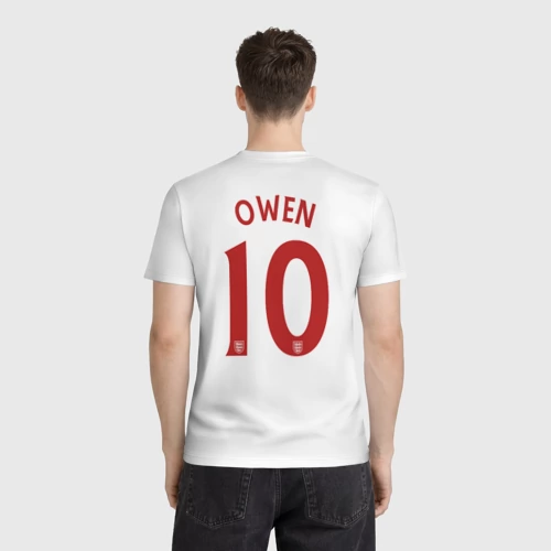 Мужская футболка 3D с принтом Майкл Оуэн Англия Ретро, вид сзади #2