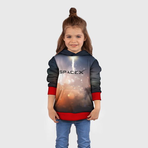 Детская толстовка 3D Spacex 3D, цвет красный - фото 4