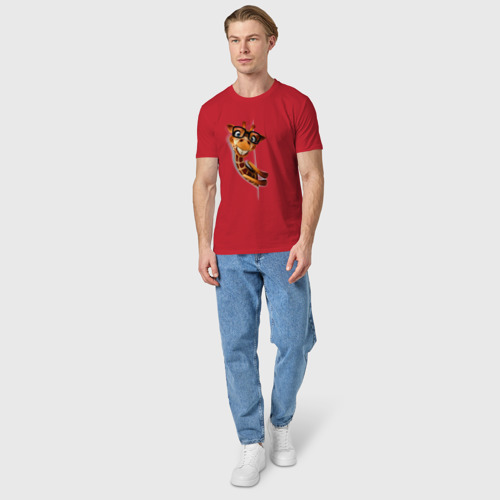 Мужская футболка хлопок Жираф, цвет красный - фото 5