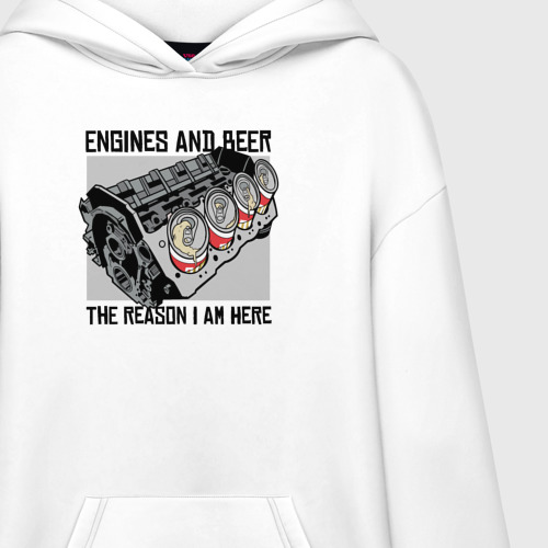Худи SuperOversize хлопок Инженер и пиво, цвет белый - фото 3