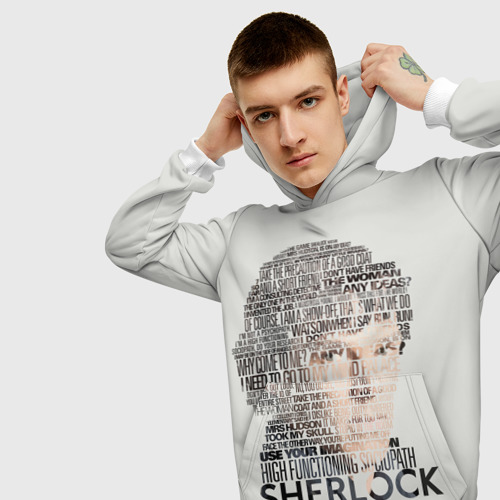 Мужская толстовка 3D SHERLOCK | ШЕРЛОК, цвет белый - фото 5