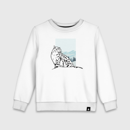 Детский свитшот хлопок Снежный Леопард, цвет белый