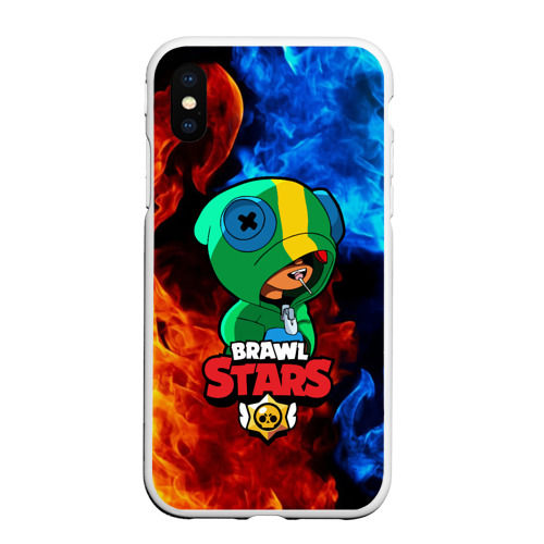 Чехол для iPhone XS Max матовый Brawl Stars Leon