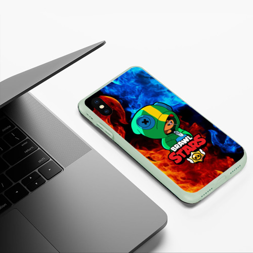 Чехол для iPhone XS Max матовый Brawl Stars Leon, цвет салатовый - фото 5