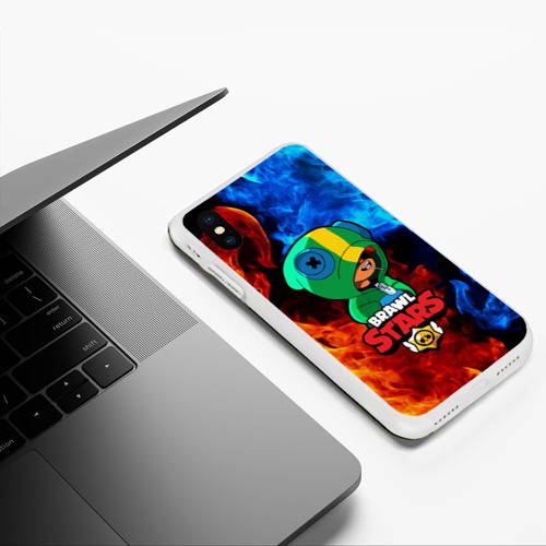 Чехол для iPhone XS Max матовый Brawl Stars Leon - фото 5