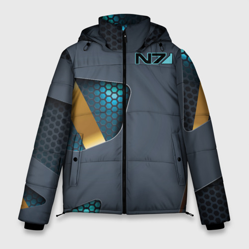 Мужская зимняя куртка с принтом Mass Effect N7 Масс эффект Н7, вид спереди №1