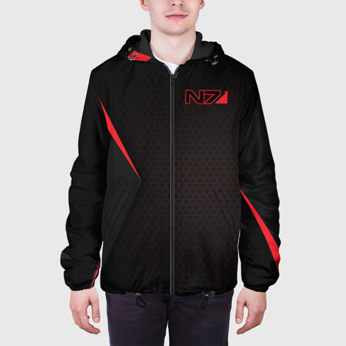 Мужская куртка 3D с принтом Mass Effect N7, вид сбоку #3
