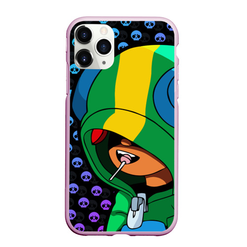 Чехол для iPhone 11 Pro матовый Brawl Stars LEON, цвет розовый