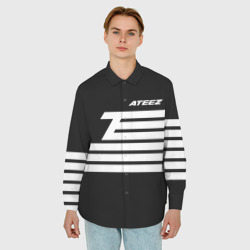 Мужская рубашка oversize 3D Стилизованный под черный флаг Ateez - фото 2