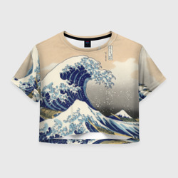 Женская футболка Crop-top 3D Kanagawa Wave Art