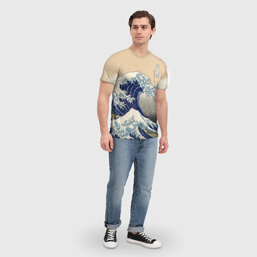 Мужская футболка 3D Kanagawa Wave Art, цвет 3D печать - фото 5
