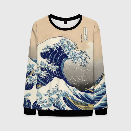 Мужской свитшот 3D Kanagawa Wave Art, цвет черный