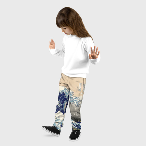 Детские брюки 3D с принтом Kanagawa Wave Art, фото на моделе #1
