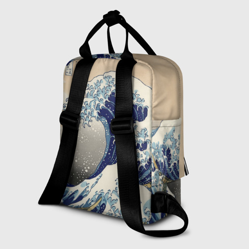 Женский рюкзак 3D с принтом Kanagawa Wave Art, вид сзади #1