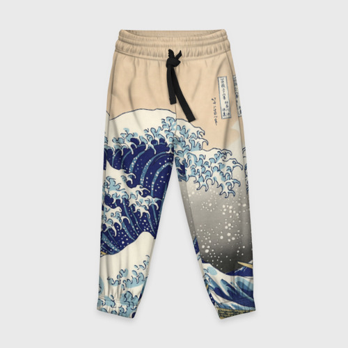 Детские брюки 3D с принтом Kanagawa Wave Art, вид спереди #2