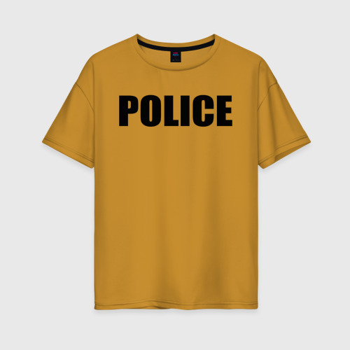 Женская футболка хлопок Oversize Police, цвет горчичный
