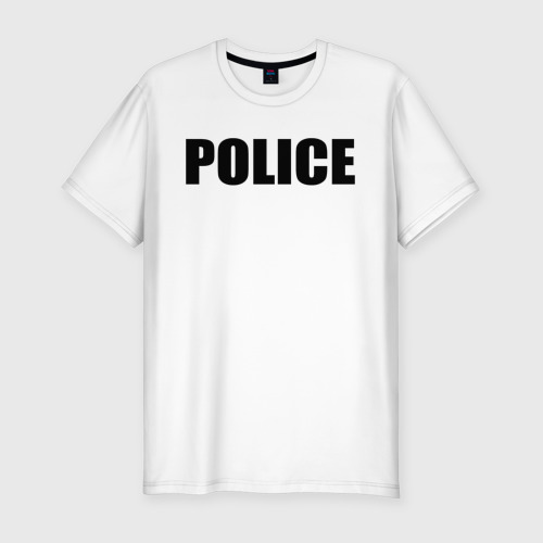 Мужская приталенная футболка из хлопка с принтом Police, вид спереди №1