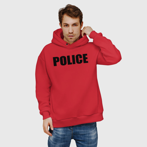 Мужское худи Oversize хлопок Police, цвет красный - фото 3