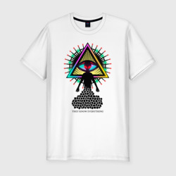 Мужская футболка хлопок Slim Neon alien.The all-seeing eye